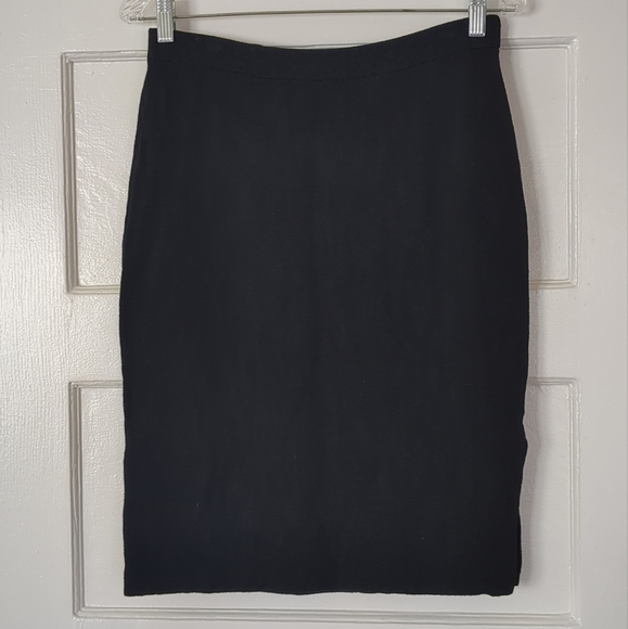 Vtg St John Collection Marie Gray Santana Knit Pencil Skirt Black Sz 4 USA Made - Picture 1 of 10